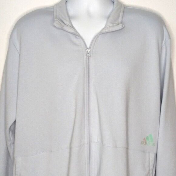 EUC Adidas Men Light Blue Full Zip Two Pocket Fleece Jacket XXL 2XL - Picture 2 of 10